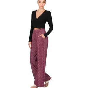New with Tags Dark Burgundy Wide Leg Pants with Pockets Large XL